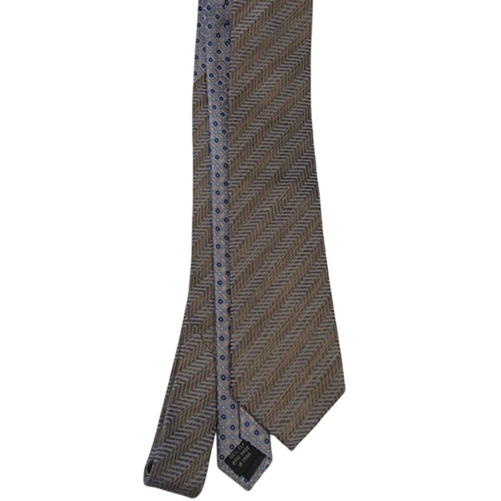 The Men's Warehouse, Egara Silk Tie Blue With Brown Stripes NWTS